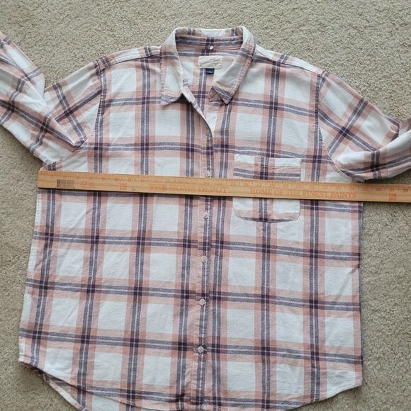 Universal Threads Flannel Shirt Womens XL Plaid Oversized Boyfriend Button Up - Picture 6 of 12